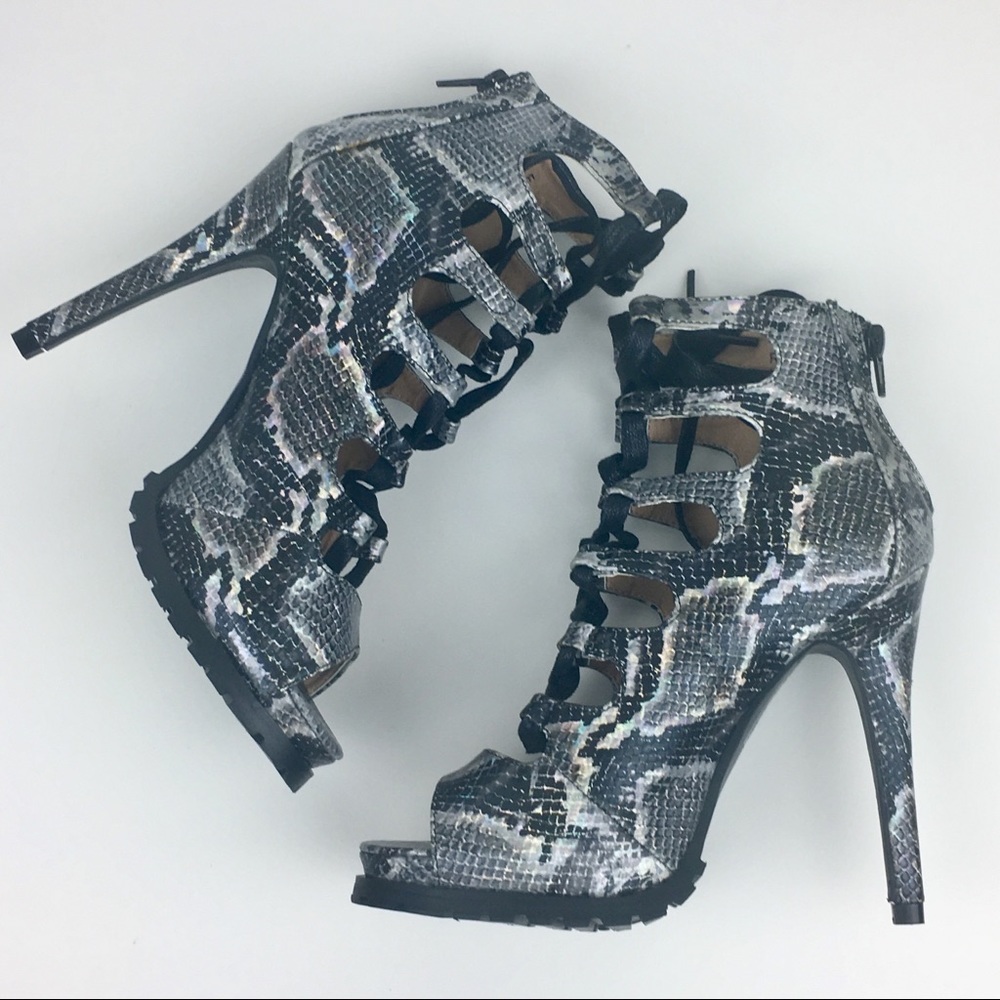 Women’s Grey Snake Print Heels